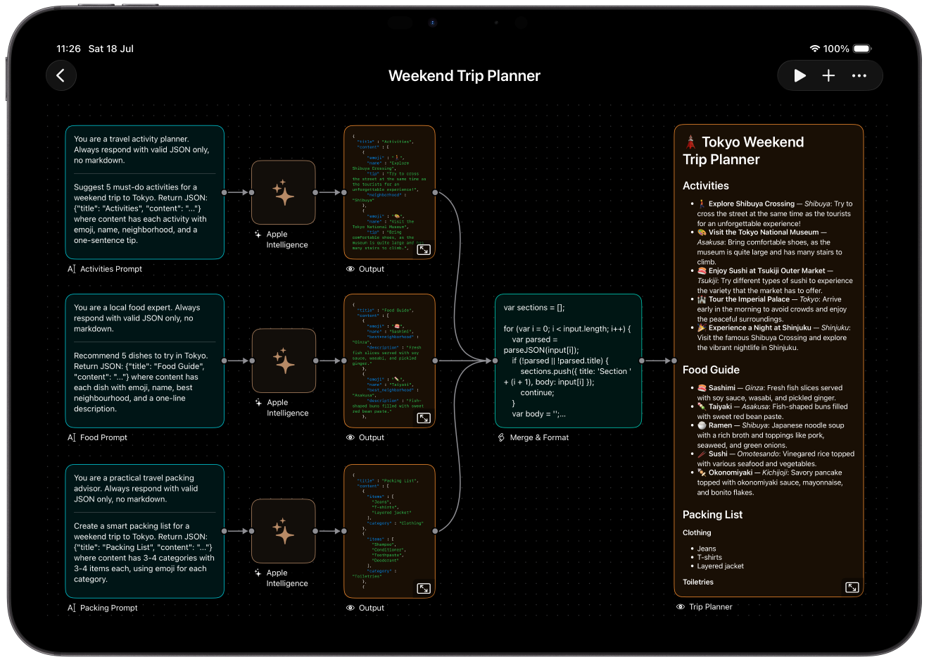 Aigentik workflow canvas on iPad